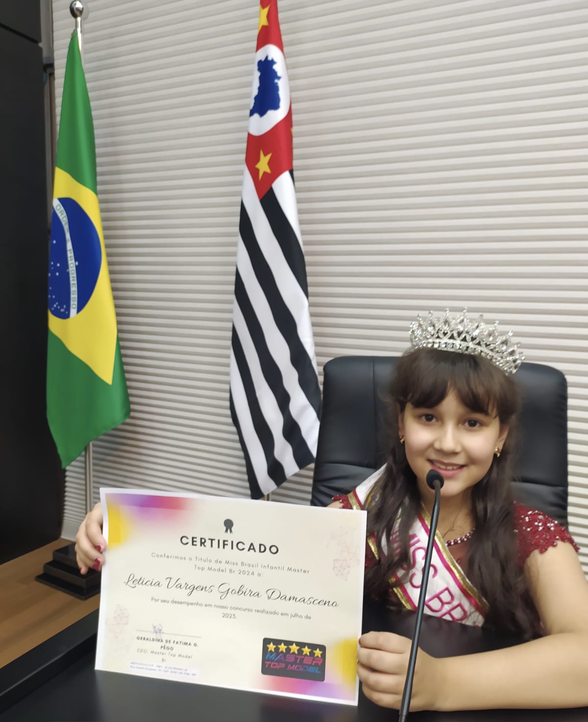Teófilo-otonense de 8 anos é oficializada Miss Brasil Infantil em cerimônia na Assembleia Legislativa de São Paulo