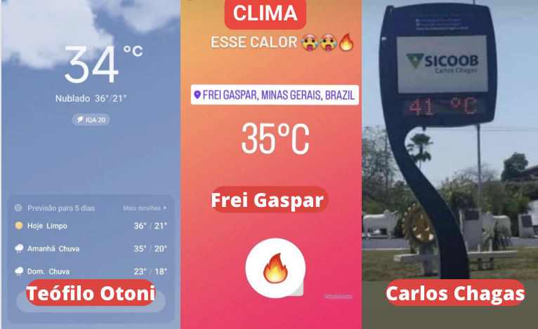 Onda de calor atinge o Vale do Mucuri e algumas cidades batem a casa dos 40 graus, como Carlos Chagas (41•)