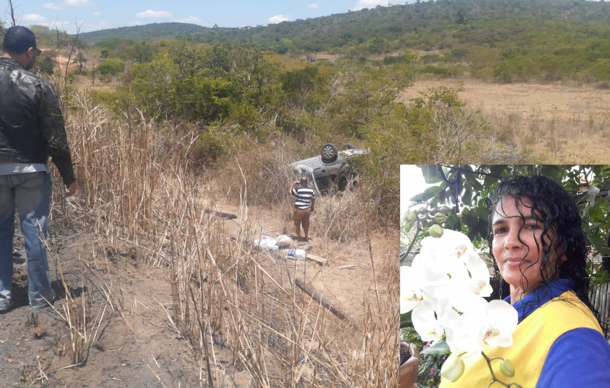 Mulher morre após veículo sair da pista e capotar em Pedra Azul; Socorrida com vida ela faleceu no hospital